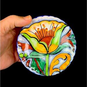 trinket box Vintage, hand painted, made in mexico trinket box talavera